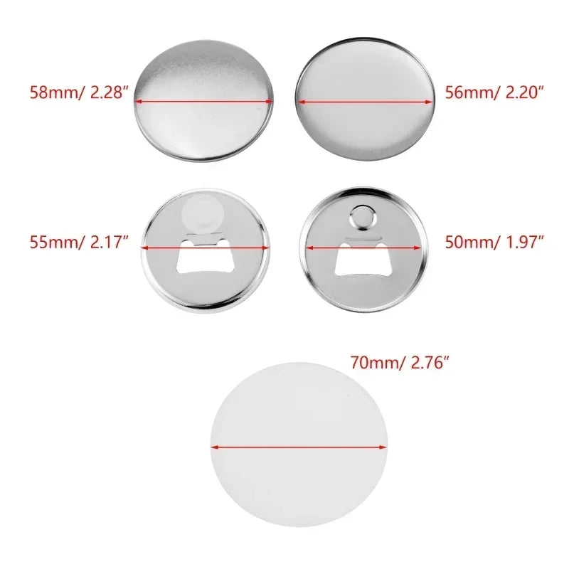 50-Pack DIY 2-in-1 Bottle Opener Fridge Magnet Kit 58mm DIY Badge Kit QXL