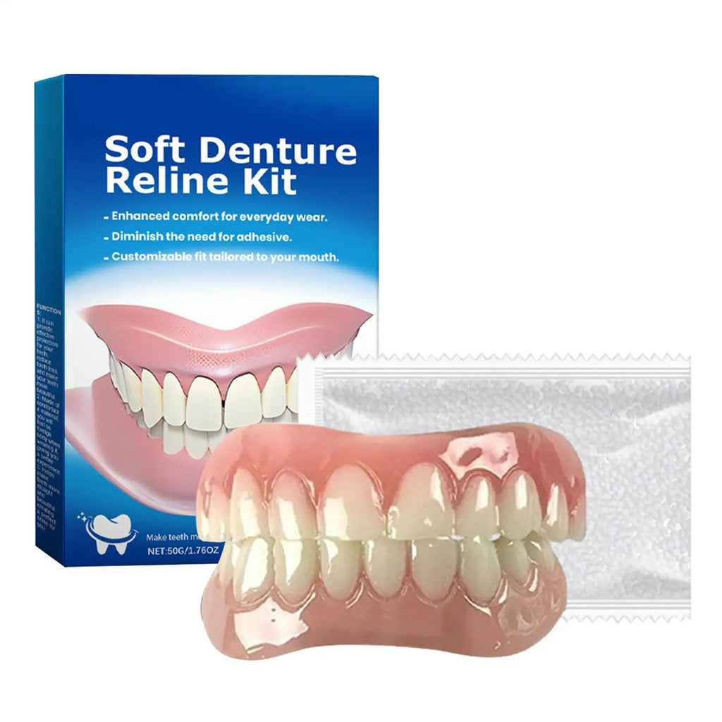 Soft Silicone Denture Kit | Upper & Lower Adult Teeth Set Silicone Denture Kit QXL