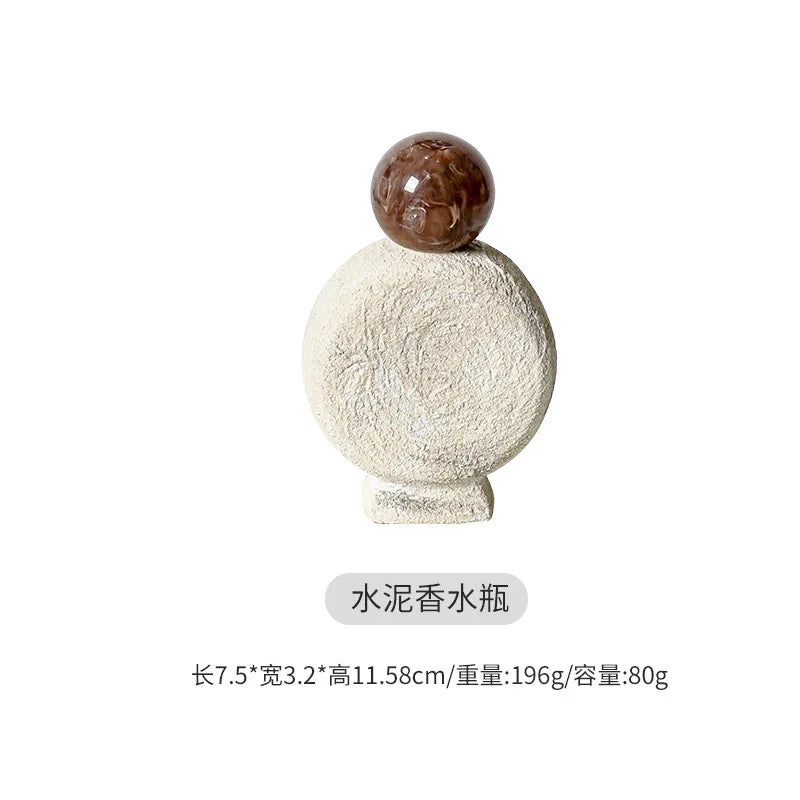 80ml Cement Refillable Perfume Bottle | Marble Resin Cap Perfume Spray Bottle QXL 80ml Apricot glass