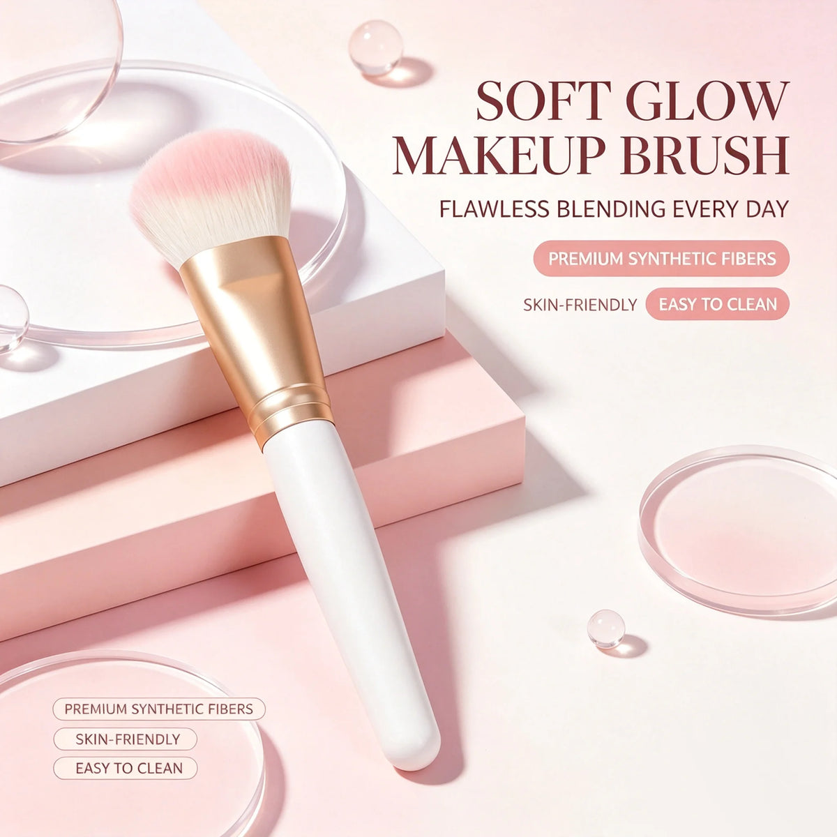 KOSSHOW Pink Fluffy Makeup Brush – Blush & Powder Brush Makeup Brush QXL
