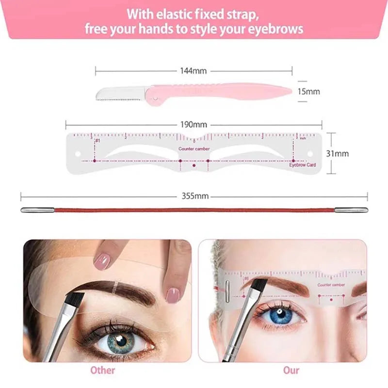 12-Style Reusable Eyebrow Stencil Set | DIY Brow Templates Eyebrow Stencil Set QXL