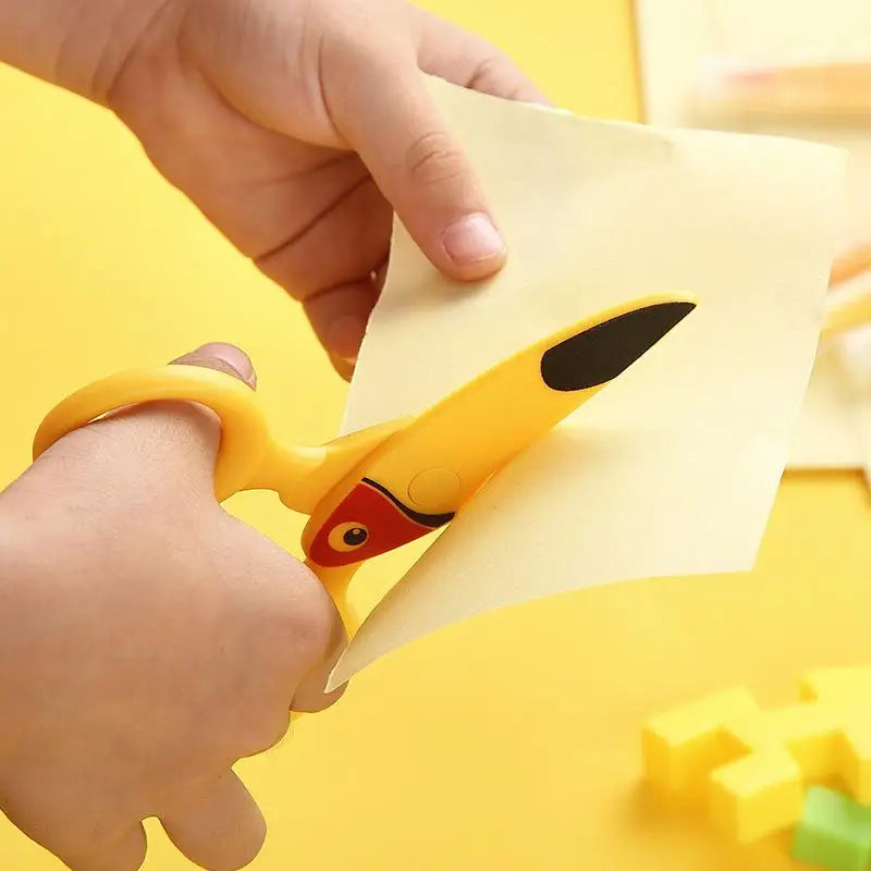 Kids Safe Plastic Scissors | Cartoon Parrot & Dolphin Design Kids Craft Scissors QXL