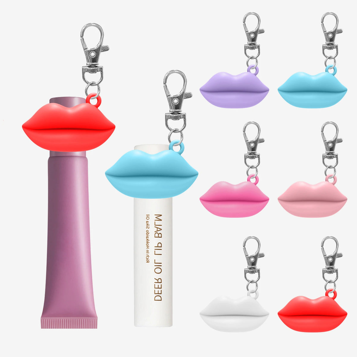 Silicone Lip Gloss Keychain Holder | Bow Heart Angel Wing Lip Gloss Keychain Holder QXL