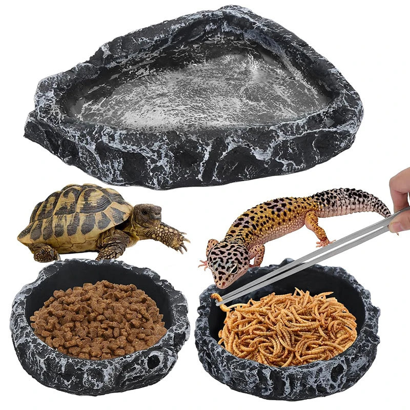 Imitation Stone Reptile Feeding & Water Bowl | Bearded Dragon Reptile Feeding Bowl QXL