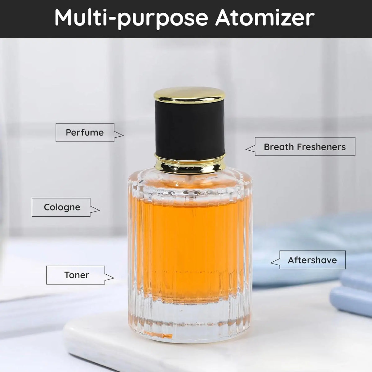 2-Pack 50ml Glass Refillable Perfume Atomizer Spray Bottles Perfume Atomizer Bottle QXL