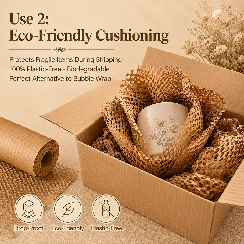 Brown Honeycomb Packaging Paper Roll | Eco Cushioning Wrap Cushioning Wrap Roll QXL