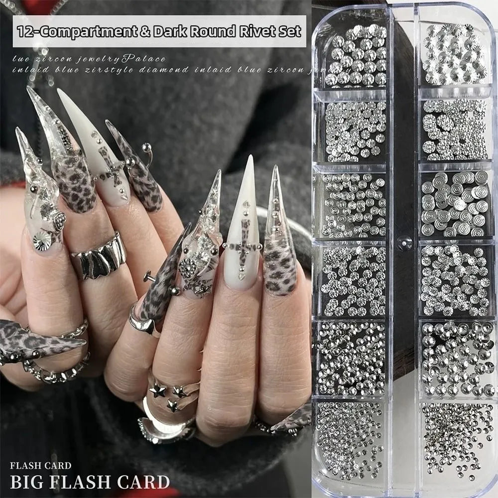 Metal Nail Studs & Rivets | Punk Round Slices DIY Manicure Nail Art Studs QXL