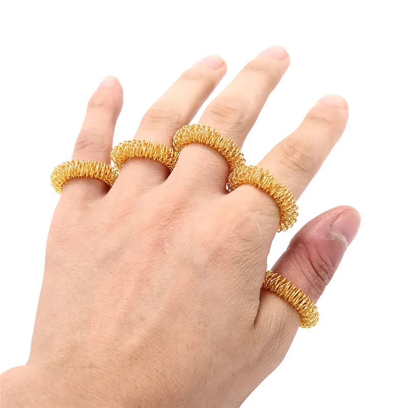 5-Pack Metal Finger Massage Rings | Acupressure Hand Massager Finger Massage Ring QXL