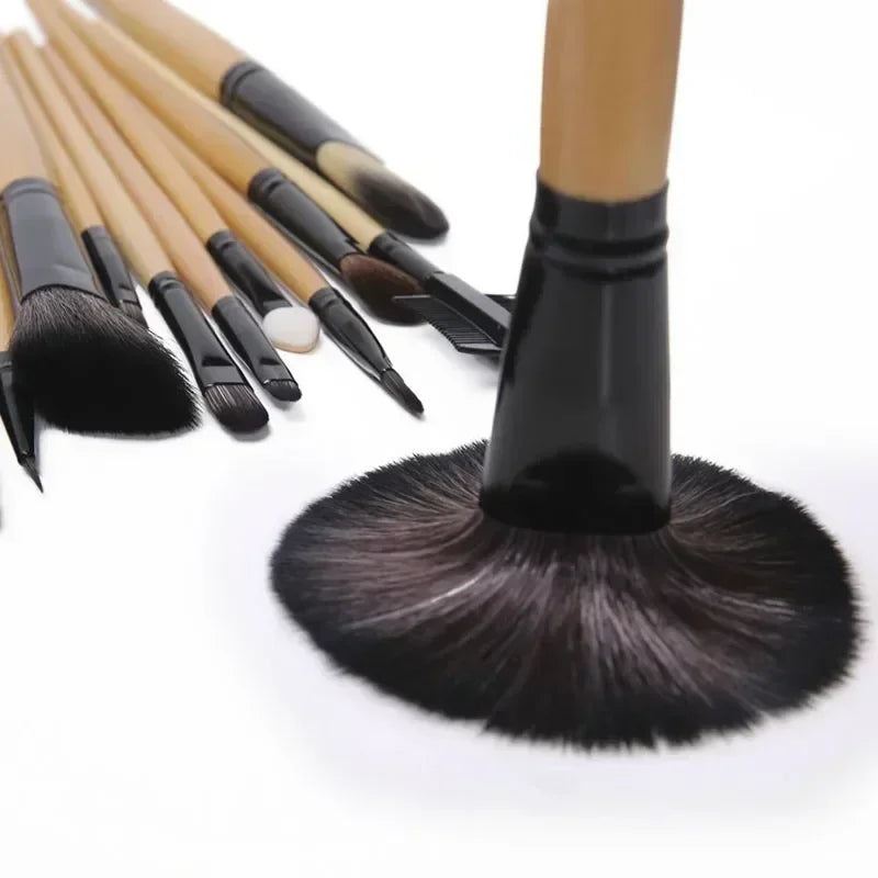 24-Piece Professional Makeup Brush Set with Leather Case Makeup Brush Set QXL