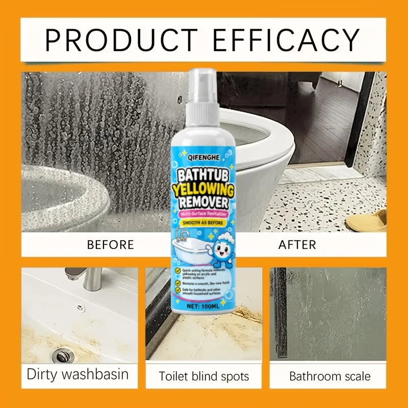 Bathtub Yellowing Remover Spray | Fast-Acting Stain Cleaner Bathroom Stain Remover QXL
