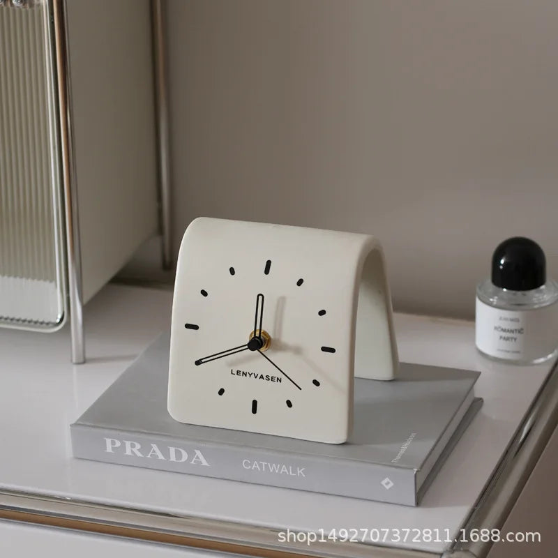 Creative Ceramic Desk Clock | Silent Analog Countertop Clock Ceramic Desk Clock QXL