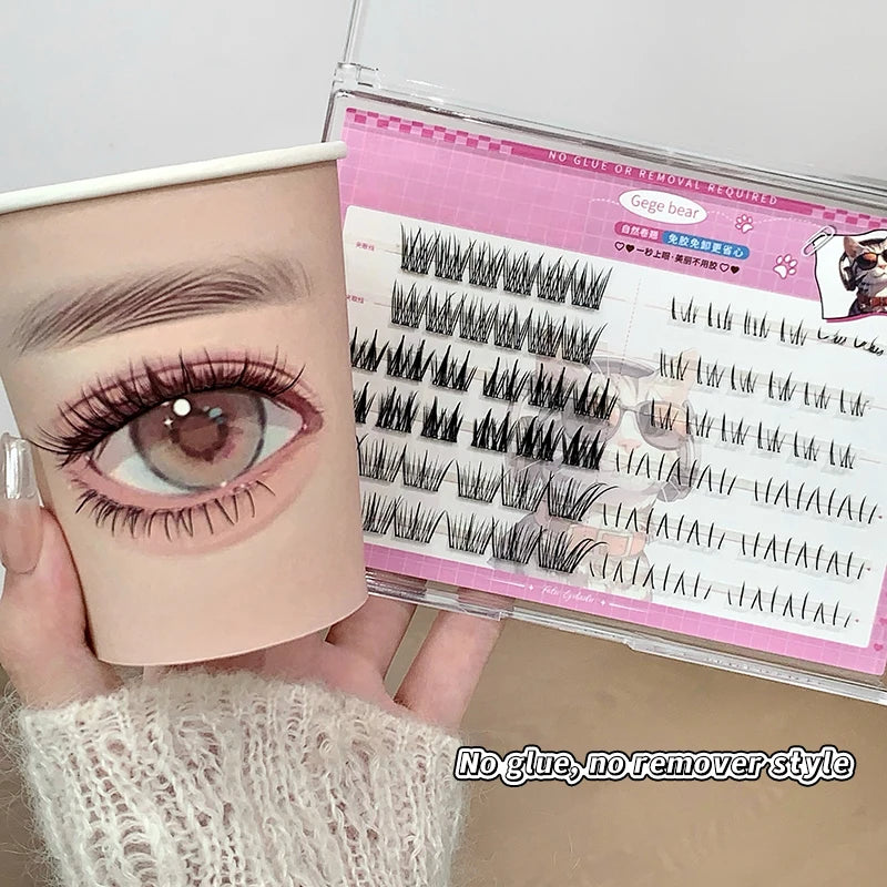 Glueless Self-Adhesive Cluster Lashes | Natural Curly DIY Cluster False Lashes QXL