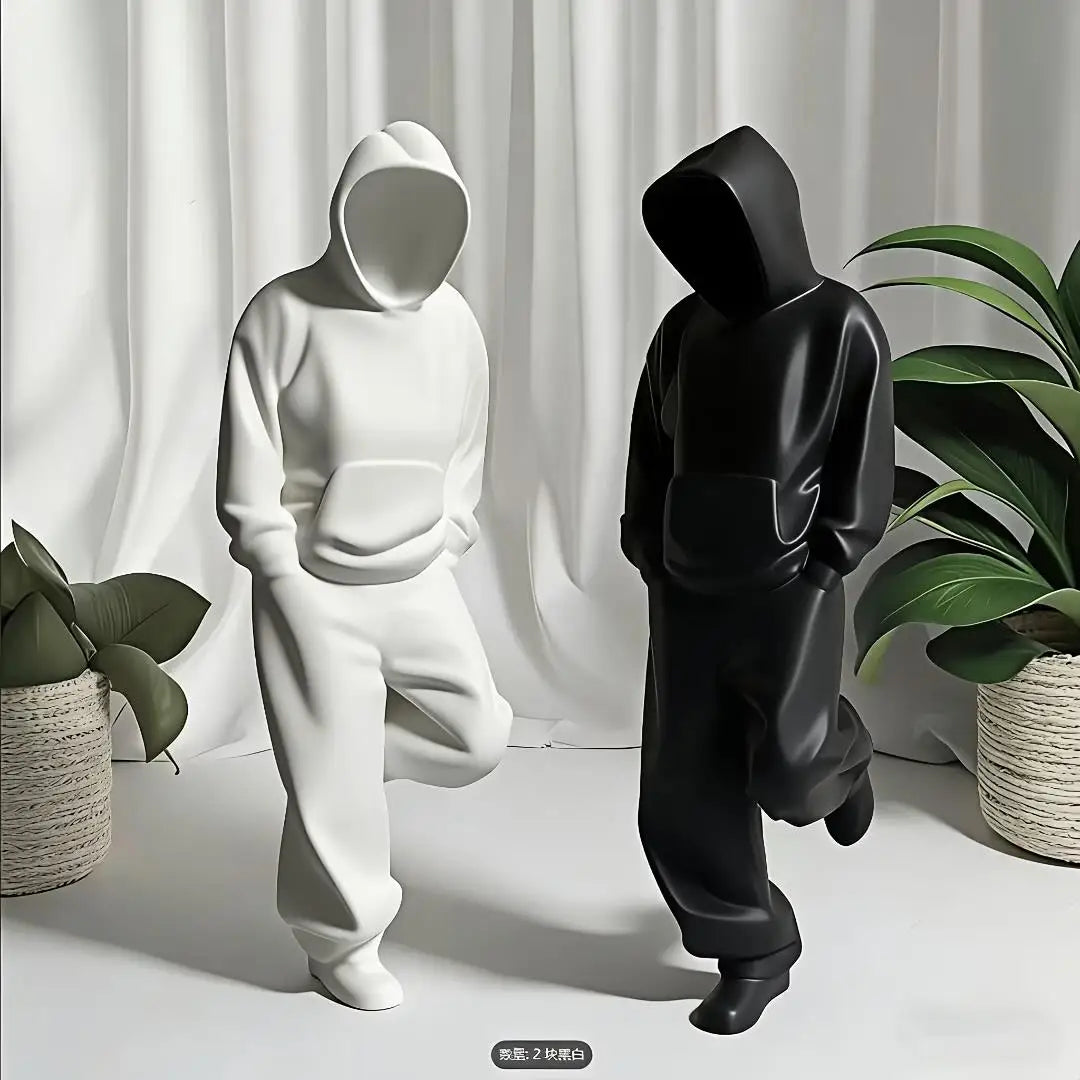 Faceless Thinker Statue Set – Black & White Minimalist Decor Decorative Figurine QXL