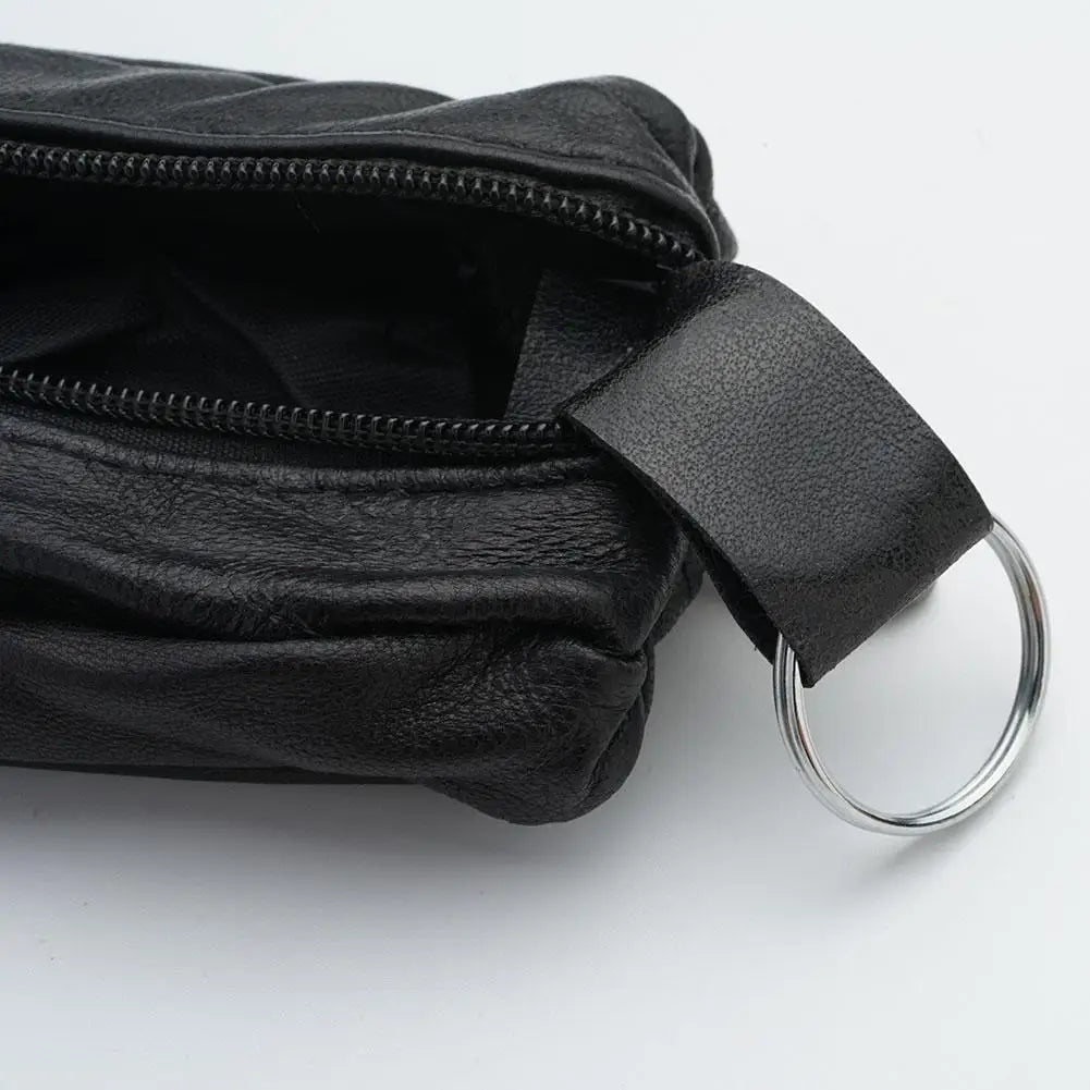 PU Leather Mini Zipper Key Case & Coin Purse – Black Coin Purse Key Case QXL