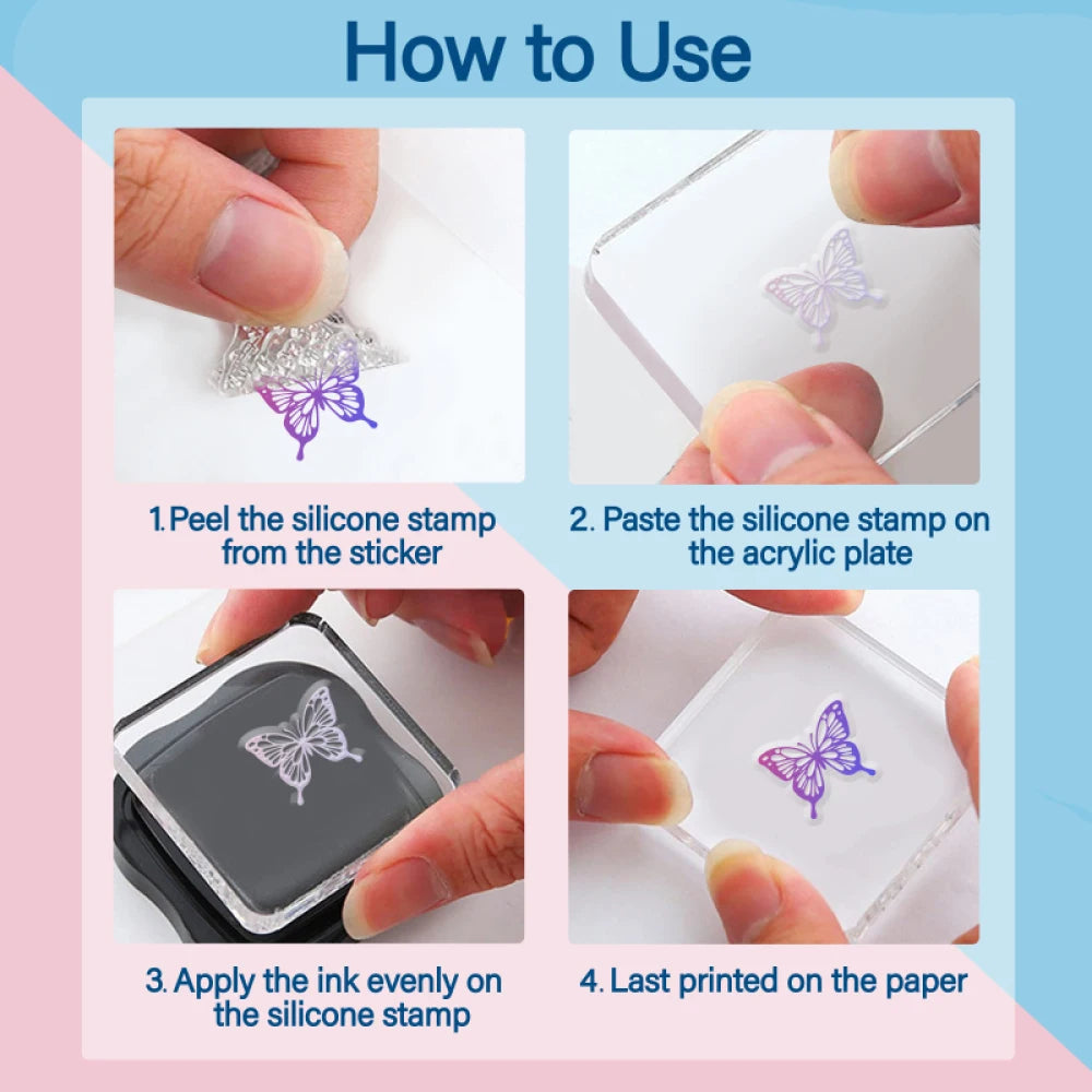 4-Pack Mini Buddha Lotus Clear Silicone Stamps for Scrapbooking Craft Stamps Set QXL