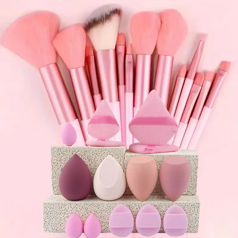 10-Pc Pink Mini Makeup Brush Set | Crystal Handle & Pouch Makeup Brush Set QXL 27pcs pink