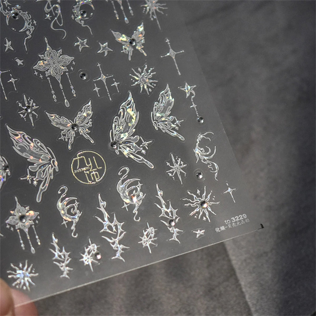 5D Glitter Hollow Butterfly Nail Art Sticker | Self-Adhesive Nail Art Sticker QXL