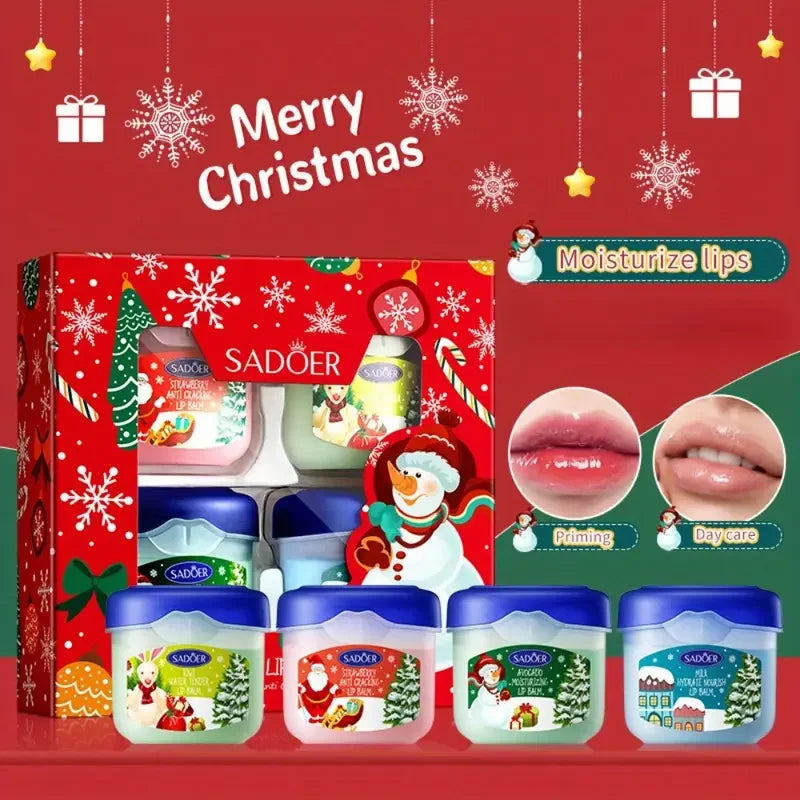 4-Piece Nourishing Lip Balm Gift Box Set | Moisturizing Lipstick Lip Balm Gift Set QXL