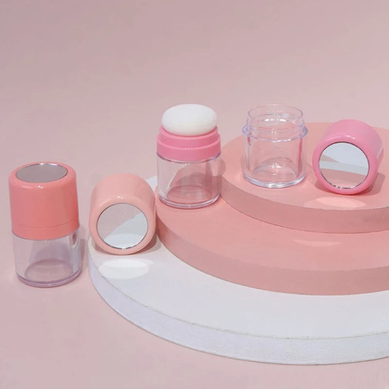 Mini Refillable Loose Powder Jar with Puff, Sifter & Mirror Refillable Powder Compact QXL