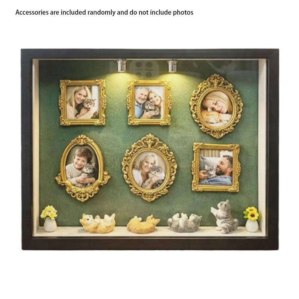 Mini Museum Silhouette Memory Box | Gold Frame Photo Display Memory Display Box QXL B