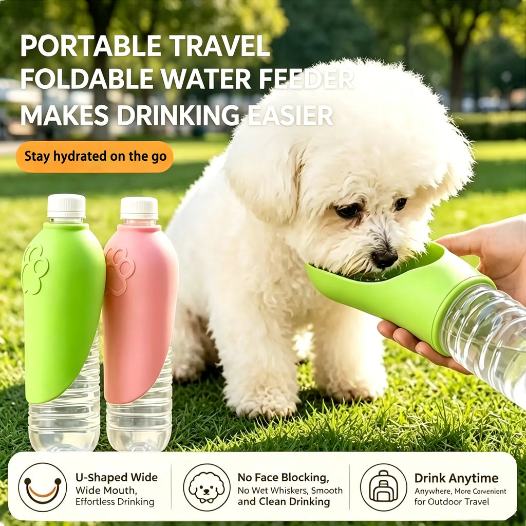 Portable Pet Travel Water Bottle with Foldable Bowl | Dog & Cat Pet Travel Water Bottle QXL