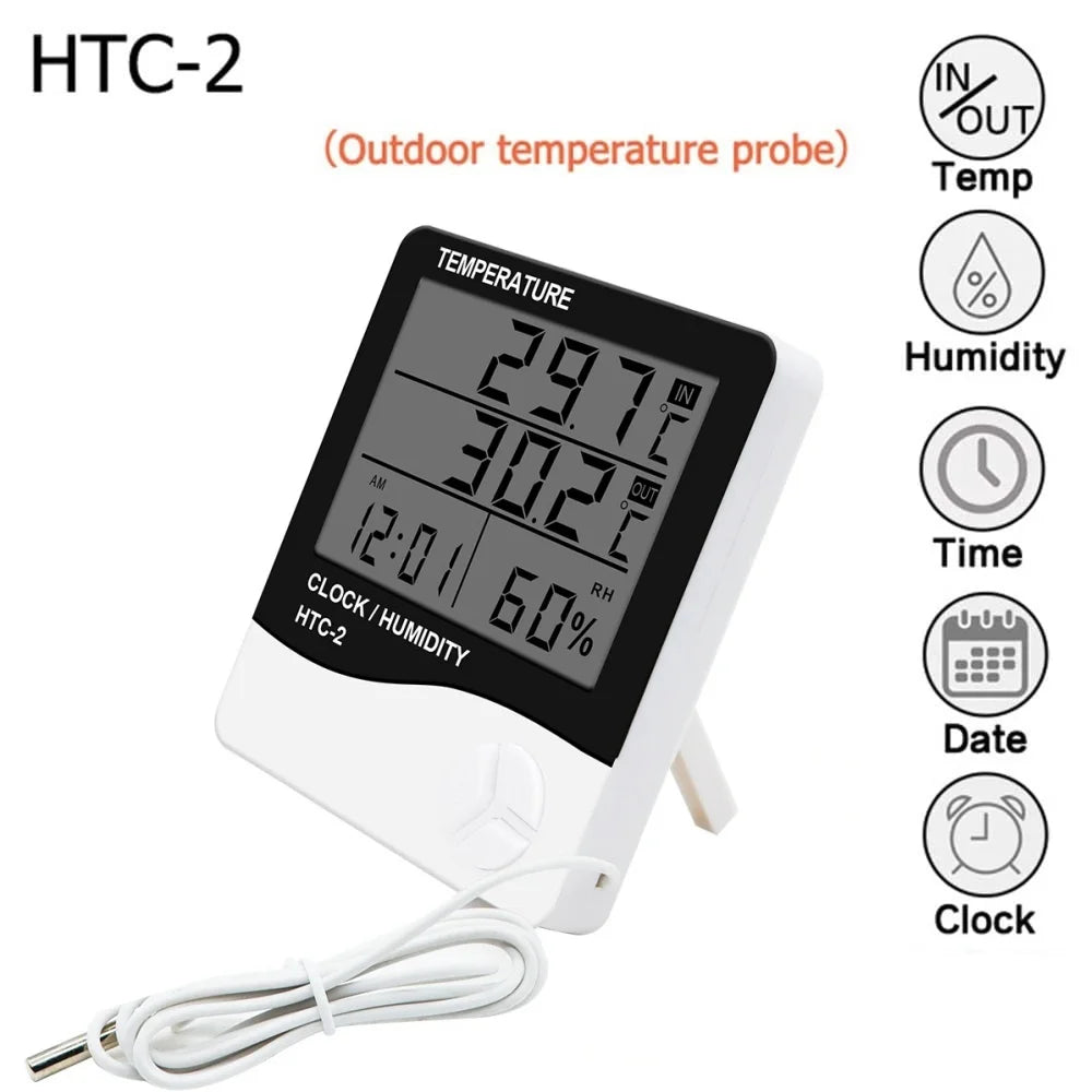 LCD Hygrometer Thermometer HTC-1 HTC-2 | Digital Weather Station Hygrometer Thermometer QXL HTC-2