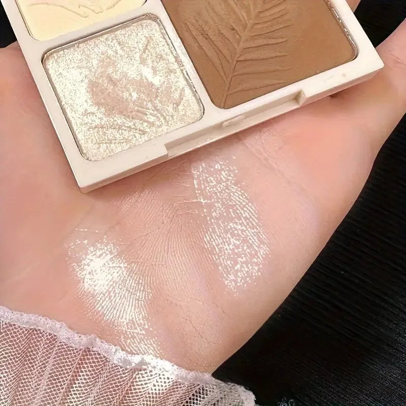 4-in-1 Highlight & Contour Powder Palette with Mirror Contour & Highlight Palette QXL