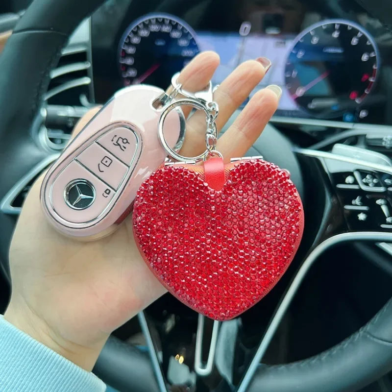 Double-Sided Diamond Compact Mirror Keychain | Travel Mirror Compact Travel Mirror QXL