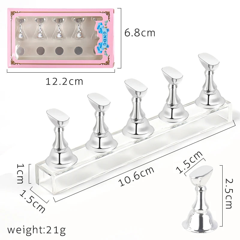 5-Pack Magnetic Nail Tip Holder Stand | Crystal Base Display Nail Tip Holder Stand QXL