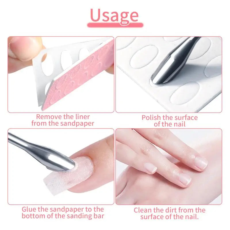 Nail Cuticle Pusher & Sandpaper File Set 100/180/240 Grit Nail File Set QXL