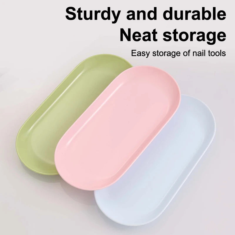 Oval Nail Art Tools Tray | Plastic Manicure Storage Plate Nail Art Storage Tray QXL