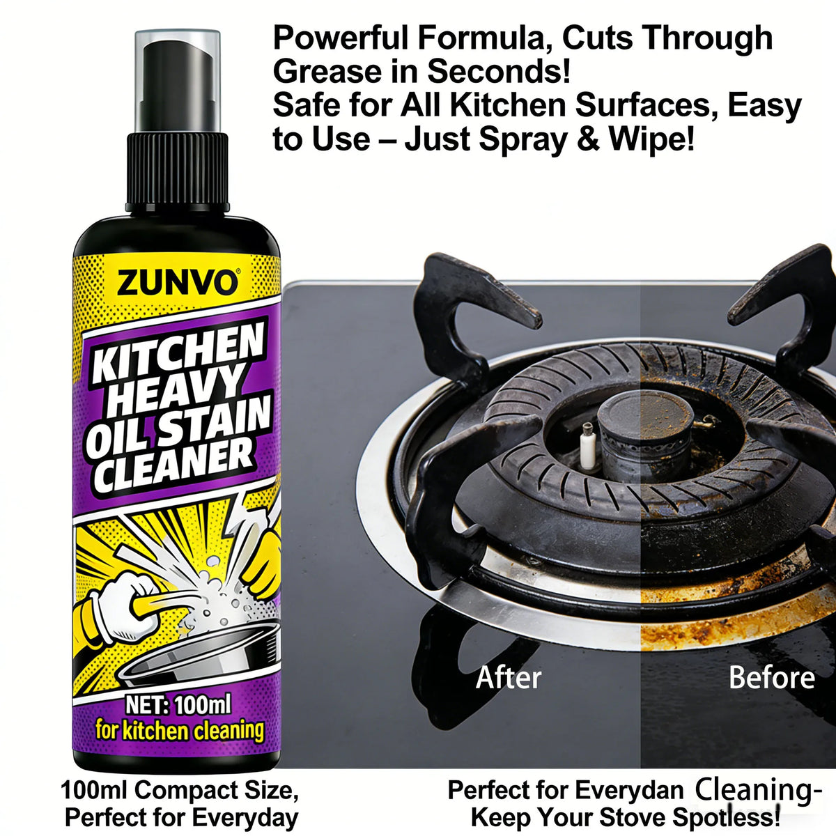 Kitchen Heavy-Duty Degreaser Spray | Cuts Grease & Grime Fast Kitchen Degreaser Spray QXL