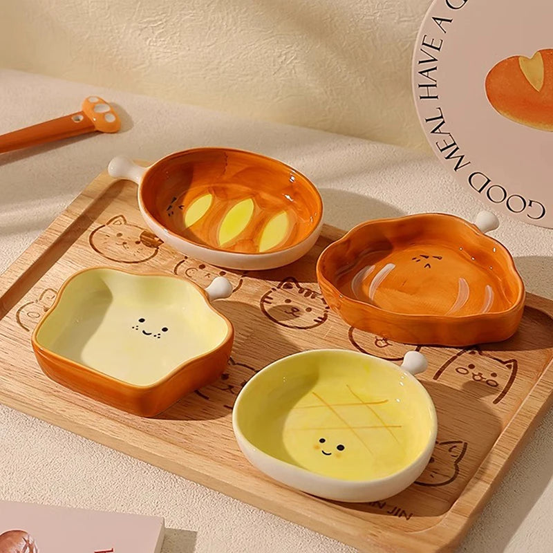 Ceramic Croissant Dipping & Dessert Plate | Cute Kitchen Dish Ceramic Dessert Plate QXL