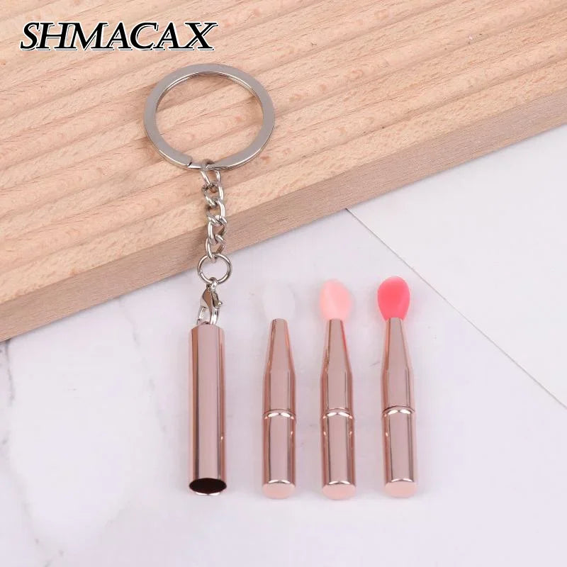Silicone Lip Brush with Cover & Keychain | Portable Travel Silicone Lip Brush QXL