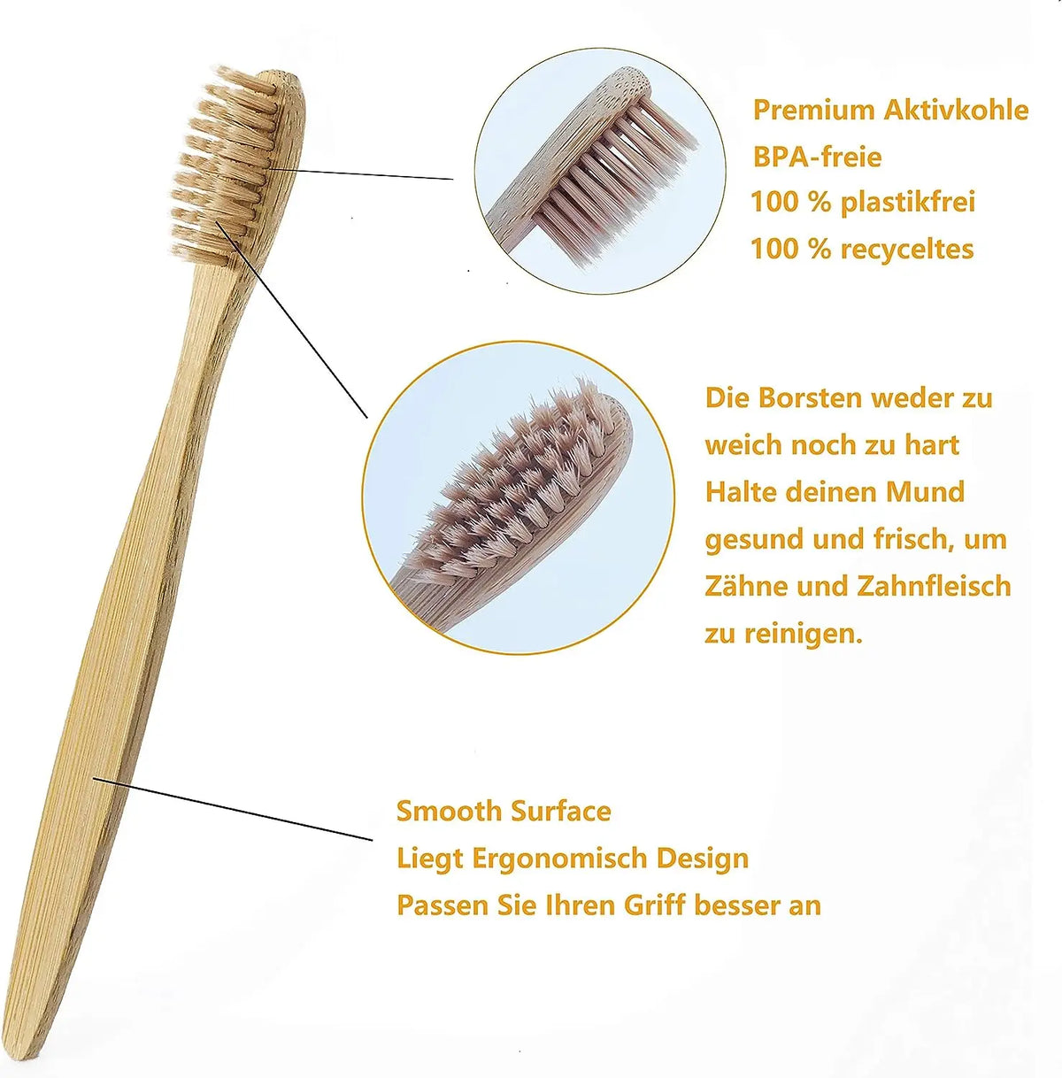 50-Pack Bamboo Toothbrushes | Soft Bristles, Eco-Friendly Bamboo Toothbrush QXL