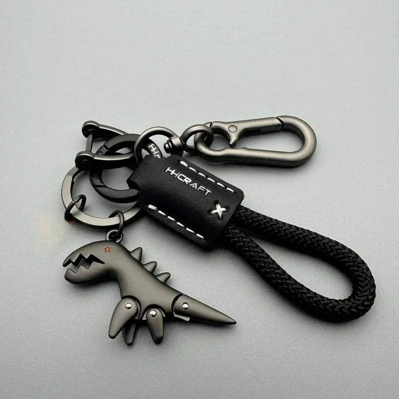 Leather Woven Rope Metal Keychain | Bag Charm & Car Key Fob Leather Keychain QXL