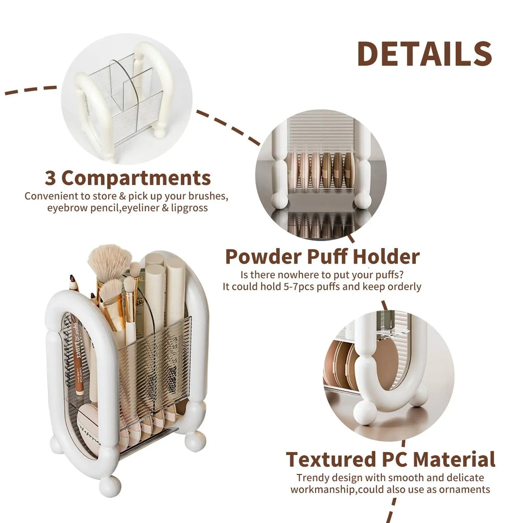Makeup Brush Holder & Powder Puff Organizer | Vanity Storage Makeup Brush Organizer QXL