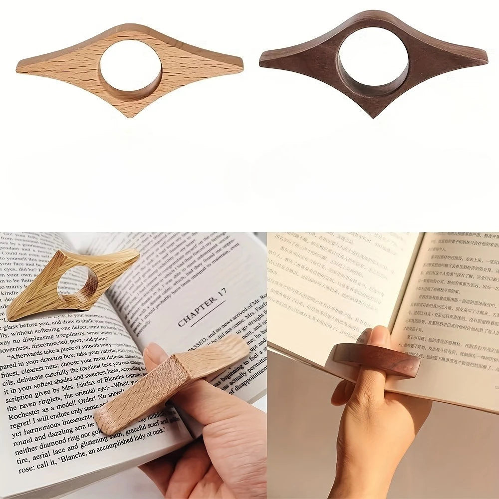 Polished Wooden Thumb Bookmark | One-Handed Page Turner Wooden Thumb Bookmark QXL