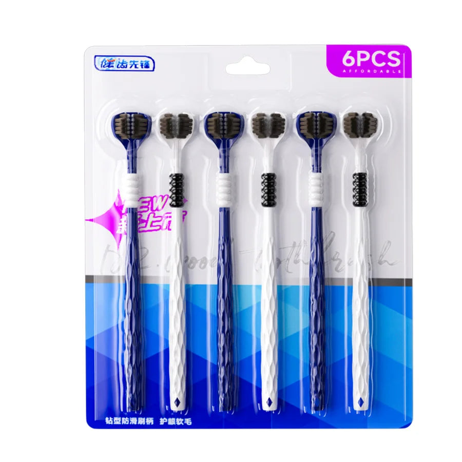 6-Pack 3D U-Shaped Three-Sided Soft Toothbrush for Adults Manual Toothbrush QXL 6PCS