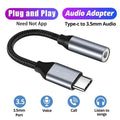 USB-C to 3.5mm Audio Adapter Cable | iPhone 15 & Samsung Audio Adapter Cable QXL GRAY