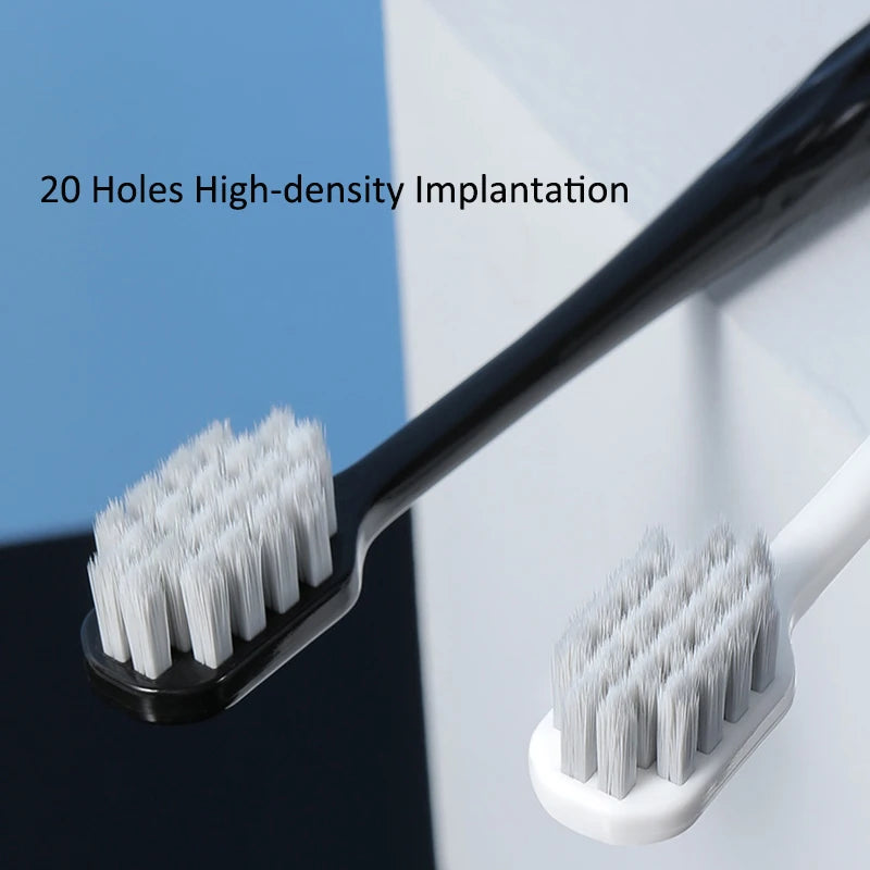 2-Pack Silver Ion Antibacterial Soft Toothbrushes – Wide Head Manual Toothbrush Set QXL