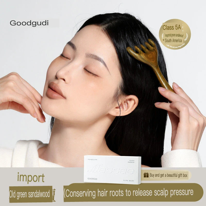 Five-Claw Sandalwood Scalp Massage Comb | Natural Wood Scalp Massage Comb QXL
