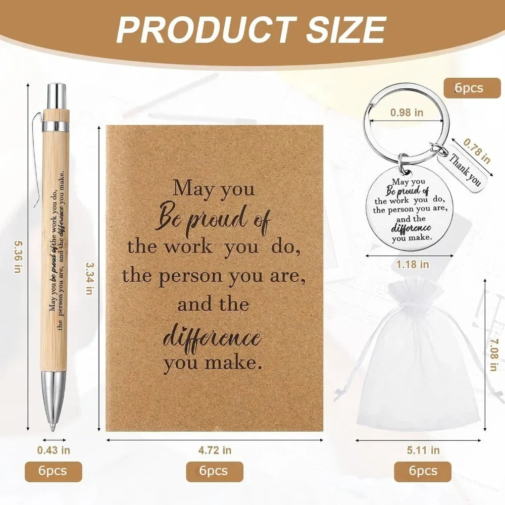 6-Set Teacher Appreciation Gift | Journals, Bamboo Pens & Keychains Appreciation Gift Set QXL