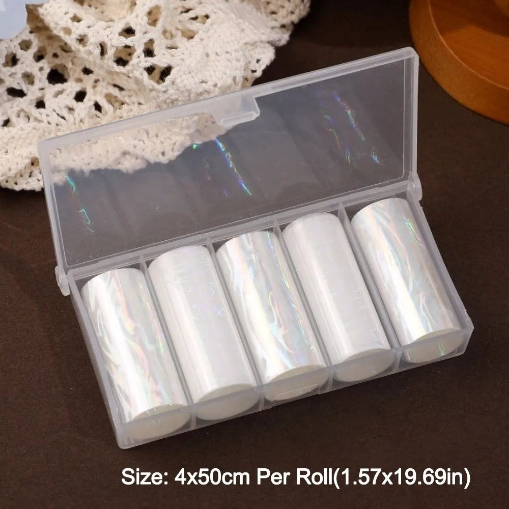 Holographic Lace Nail Foil Stickers | Black & White Sequin Decals Nail Foil Stickers QXL