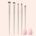KOSSHOW 7-Pc Eye Makeup Brush Set with Sponges Eye Makeup Brush Set QXL Light Grey