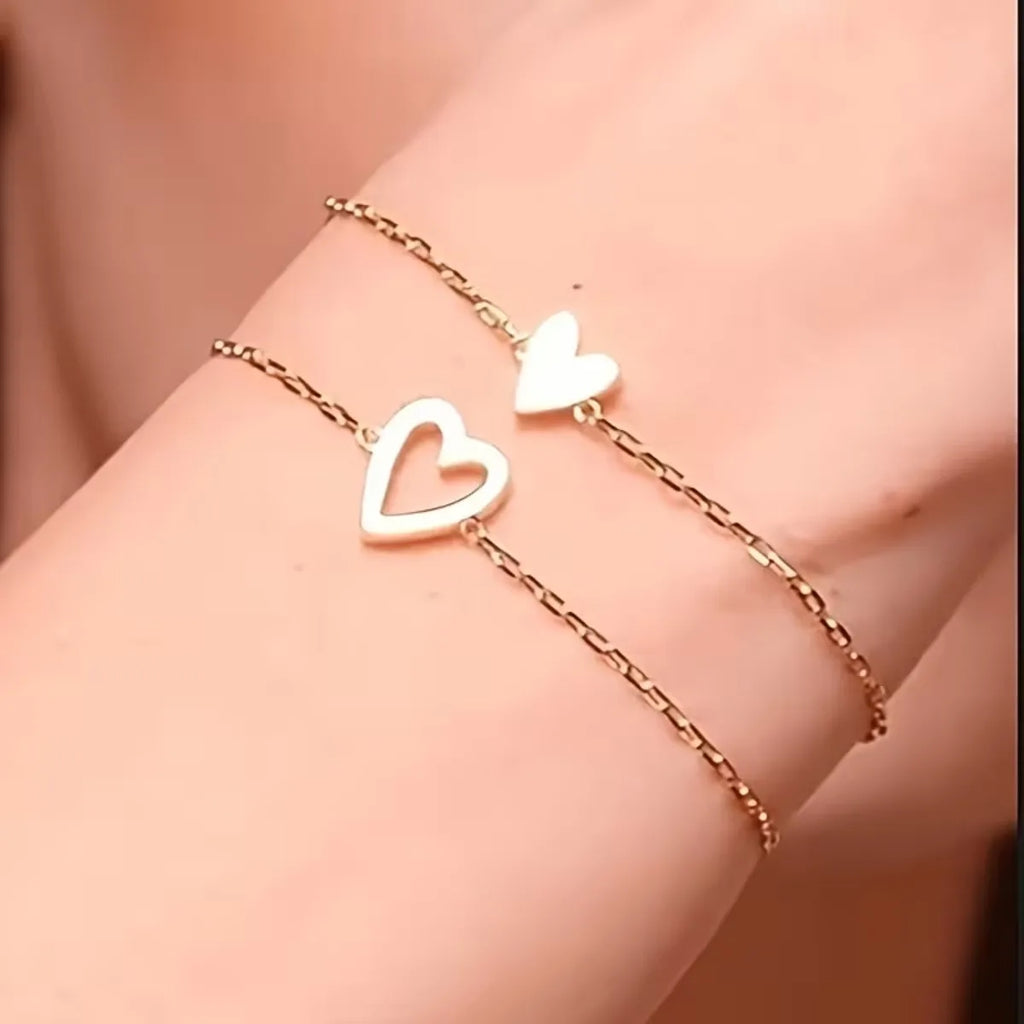 Adjustable Heart Cutout Couple Bracelet Set – 2PCS Gift Couple Bracelet Set QXL