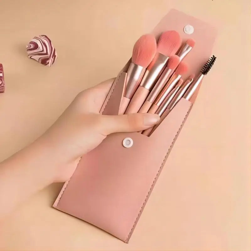 Portable 8-Piece Soft Makeup Brush Set | Foundation & Blush Makeup Brush Set QXL