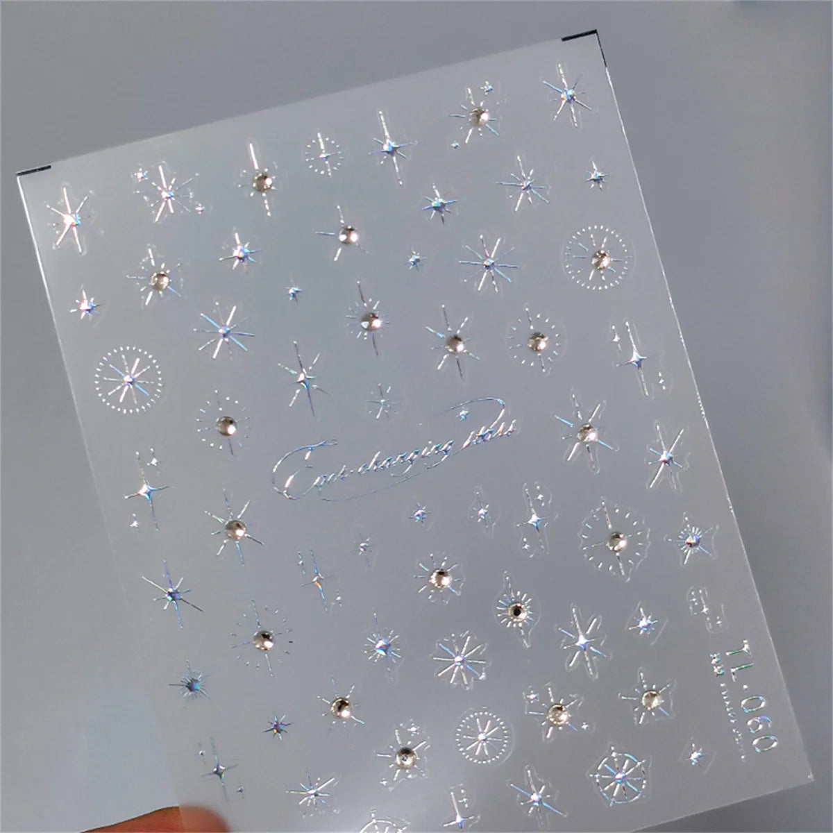 5D Rhinestone Star Nail Stickers | Gold Silver Laser Decals Nail Art Stickers QXL 1pcs TL060L