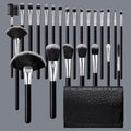 KOSSHOW 25-Pc Makeup Brush Set | Ombre Hair & PU Bag Makeup Brush Set QXL black