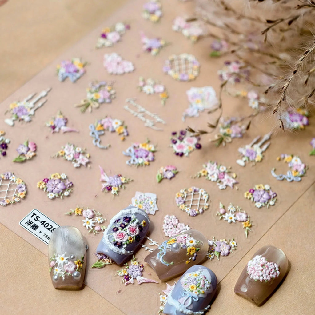 5D Floral & Butterfly Self-Adhesive Nail Art Stickers | NAILFYOU Nail Art Stickers QXL
